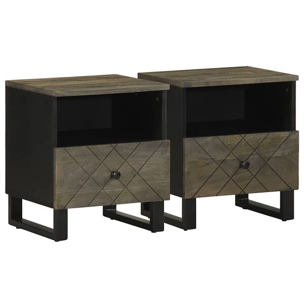 vidaXL Bedside Cabinets 2 pcs Black 40x33x46 cm Solid Wood Mango