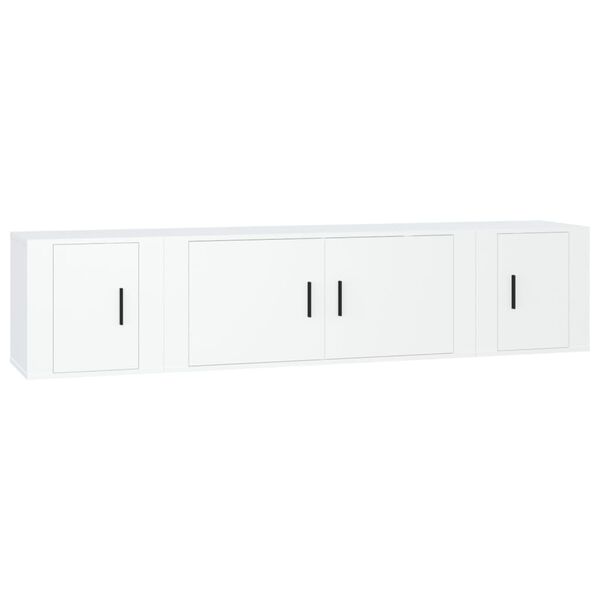 vidaXL 3 Piece TV Cabinet Set White Engineered Wood
