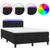 vidaXL Box Spring Bed with Mattress&LED Black 120x200cm Velvet