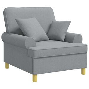 vidaXL XL Armchair with Cushions Light Grey Fabric