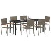 vidaXL Garden Dining Set with Cushion 7 pcs Grey Poly Rattan