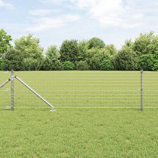 vidaXL Fence with Post Silver 0.6 x 10 m Steel