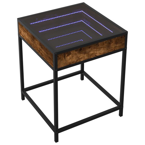 vidaXL Coffee Table with Infinity LED Smoked Oak 40x40x51 cm