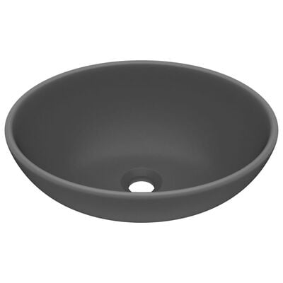 vidaXL Luxury Basin Oval-shaped Matt Dark Grey 40x33 cm Ceramic