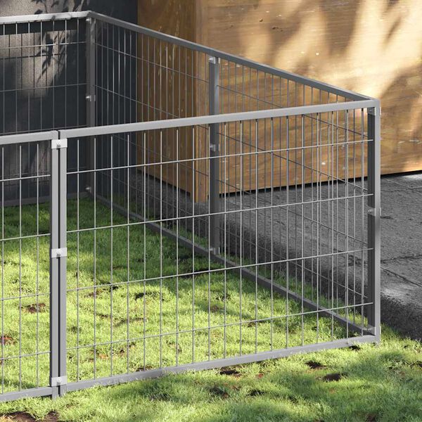 vidaXL Dog Kennel Silver 14 m&sup2; Steel