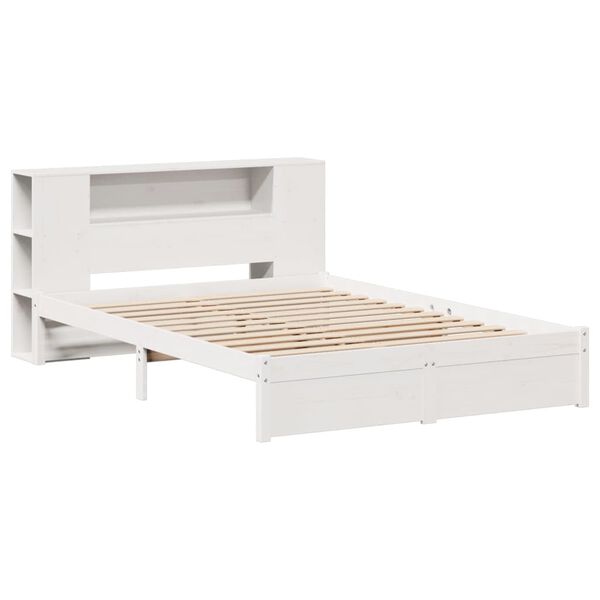 vidaXL Bookcase Bed without Mattress White 140x200cm Solid Wood Pine
