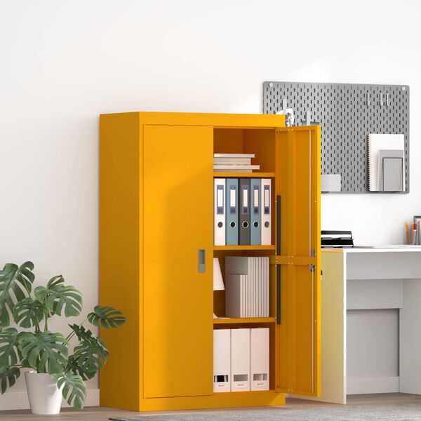 vidaXL Storage Cabinet 2 pcs Mustard Yellow 80 x 40 x140 cm Steel