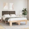 vidaXL Bed Frame with Upholstered Headboard Taupe 135 x 190 cm
