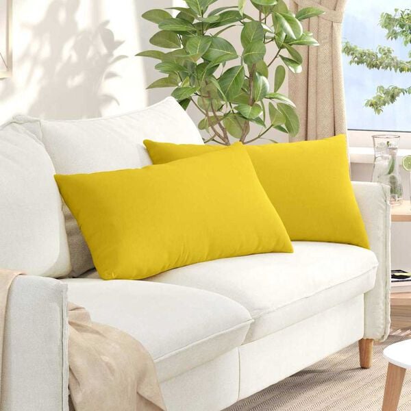 vidaXL Sofa Pillows 2 pcs Light Yellow 80 x 40 cm Fabric