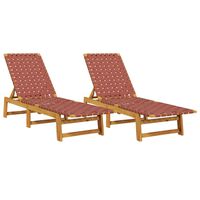 vidaXL Sun Loungers 2 pcs Red Solid Wood Acacia and Fabric