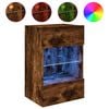 vidaXL TV Wall Cabinet with LED Lights Smoked Oak 40x30x60,5 cm