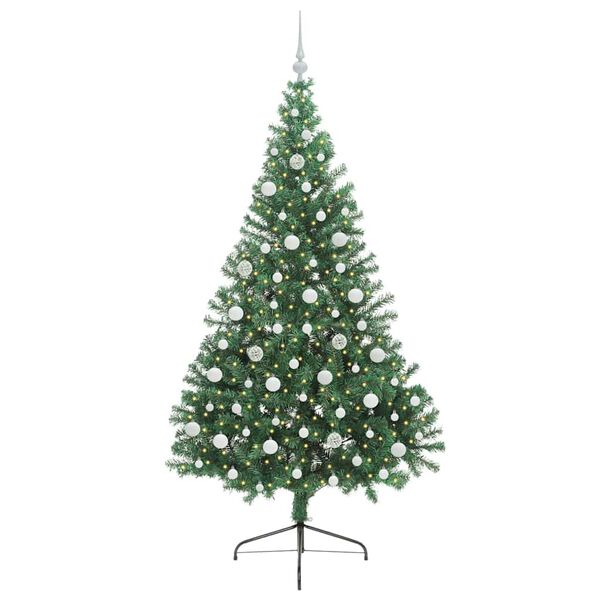 vidaXL Artificial Pre-lit Christmas Tree Green 210 cm PVC