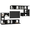 vidaXL TV Units Wall-mounted 4 pcs Black Oak Engineered wood