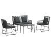 vidaXL Garden Furniture Set 4 pcs Black and Anthracite Poly Rattan