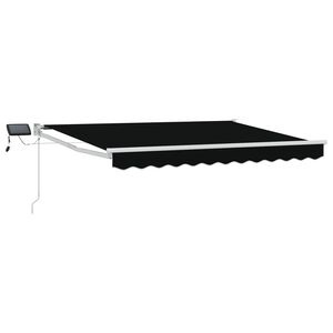 vidaXL Manual Retractable Awning with LEDs Black and White 3 x 2.5 m