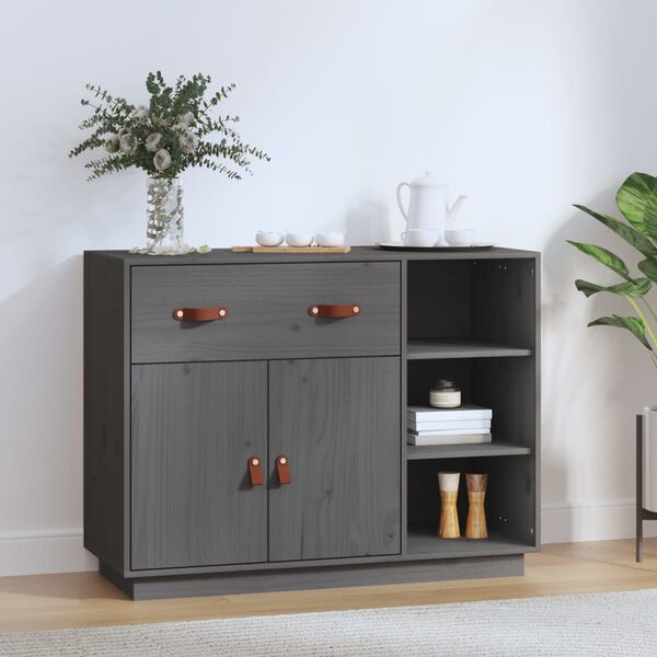 vidaXL Sideboard Grey 98.5x40x75 cm Solid Wood Pine
