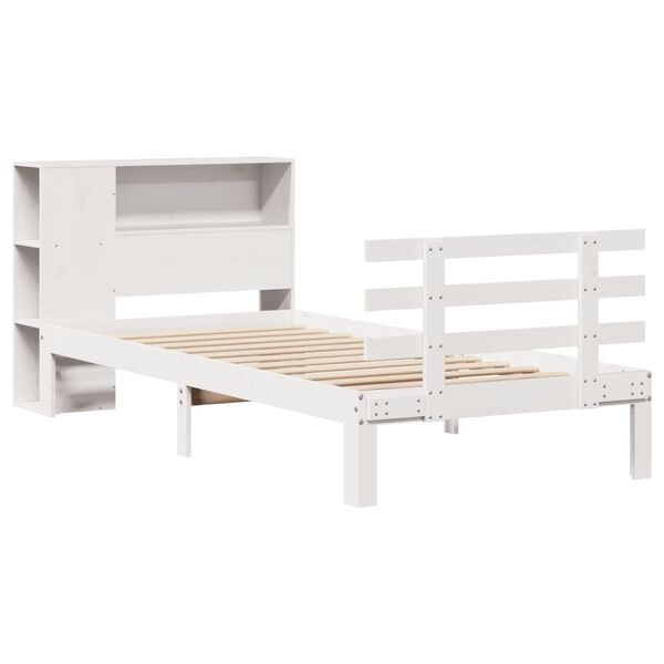 vidaXL Bookcase Bed without Mattress White 75x190 cm Small Single Solid Wood Pine