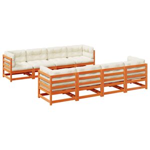 vidaXL 9 Piece Garden Sofa Set with Cushions Wax Brown Solid Wood Pine
