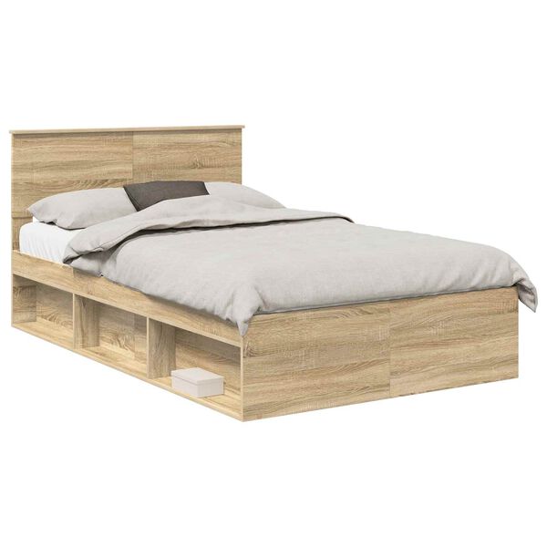 vidaXL Bed Frame with Headboard Sonoma 120 x 200 cm Engineered wood