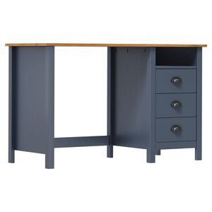 vidaXL Desk Hill with 3 Drawers Grey 120x50x74 cm Solid Pine Wood