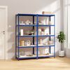 vidaXL 5-Layer Shelves 2 pcs Blue Steel&Engineered Wood