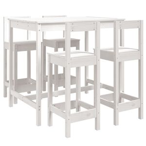 vidaXL 5 Piece Garden Bar Set White Solid Wood Pine