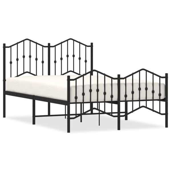 vidaXL Metal Bed Frame without Mattress with Footboard&nbsp;Black 120x200cm