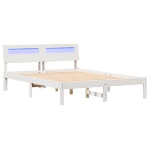 vidaXL Bed Frame with Headboard White 120 x 200 cm Solid Pine Wood