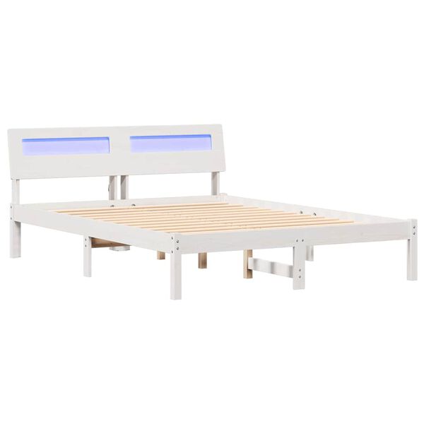 vidaXL Bed Frame with Headboard White 120 x 200 cm Solid Pine Wood