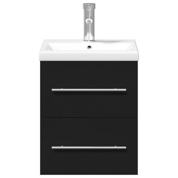 vidaXL Bathroom Sink Cabinet with Built-in Basin Black