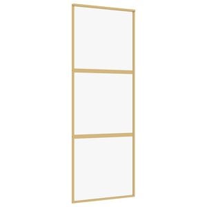 vidaXL Sliding Door Gold 76x205 cm Clear ESG Glass and Aluminium