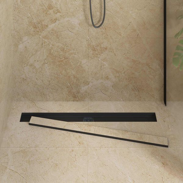 vidaXL Shower Drain 2-in-1 with 360&deg; Siphon Black 90 cm
