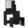 vidaXL LED Dressing Table Set 2 pcs Black Oak Engineered Wood