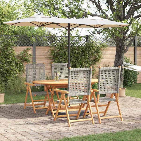 vidaXL Garden Dining Set Folding 5 pcs Grey Solid Acacia Wood