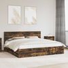 vidaXL Bed Frame with Drawer Smoked Oak 200 x 200 cm Engineer Wood