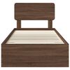 vidaXL Bed Frame with Headboard Brown Oak 75 x 190 cm Engineered Wood