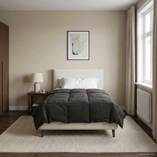 vidaXL Full Year Duvet Quilted Anthracite 155 x 220 cm Microfiber