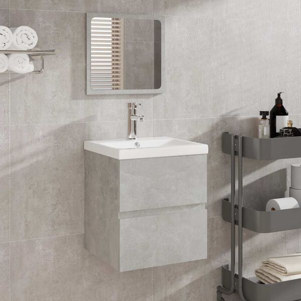 vidaXL Bathroom Cabinet with Mirror Concrete Grey Engineered Wood