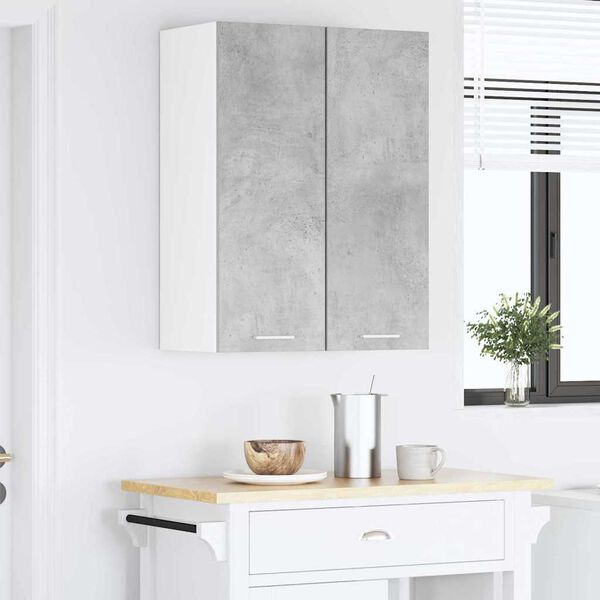 vidaXL Hanging Cabinet 2 pcs Concrete Grey and White 30 x 31 x 80 cm