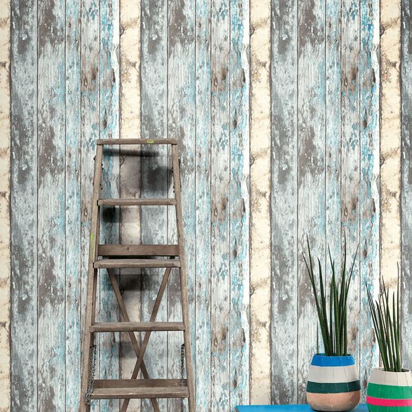 DUTCH WALLCOVERINGS Wallpaper Scrapwood Blue PE10012