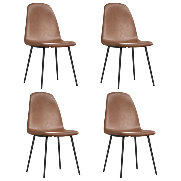 vidaXL Dining Chairs 4 pcs 43.5x53.5x83 cm Shiny Brown Faux Leather