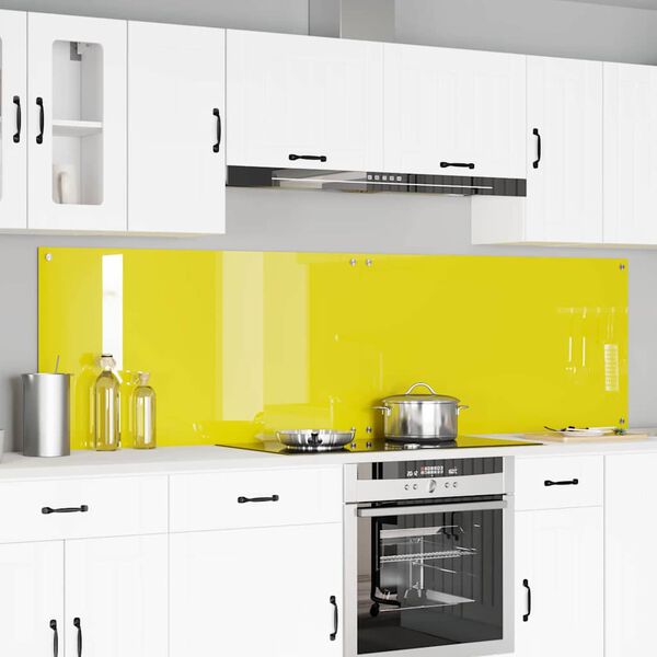 vidaXL Kitchen Backsplash 2 pcs Yellow 110 x 60 cm Tempered Glass
