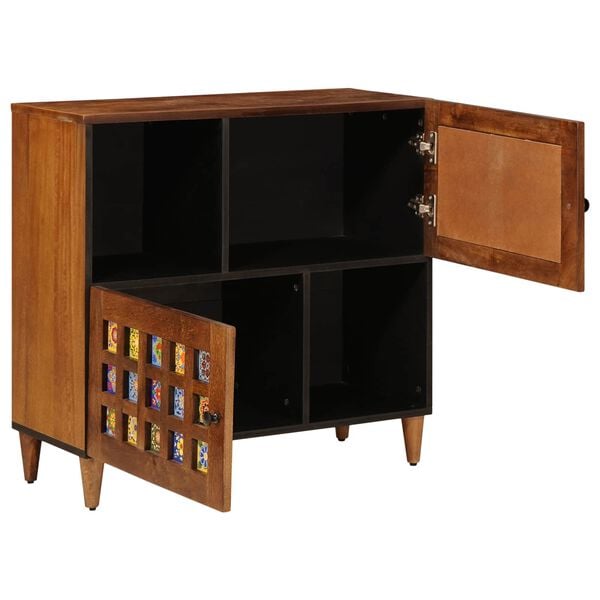 vidaXL Sideboard with Storage Walnut 80 x 33 x 75 cm Solid Mango Wood