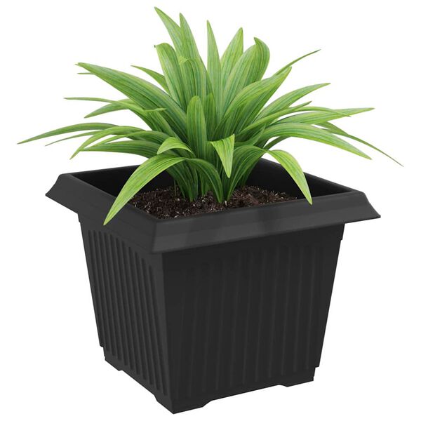 vidaXL Square Flower Pot 6 pcs Black 23 x 23 x 17.5 cm Plastic