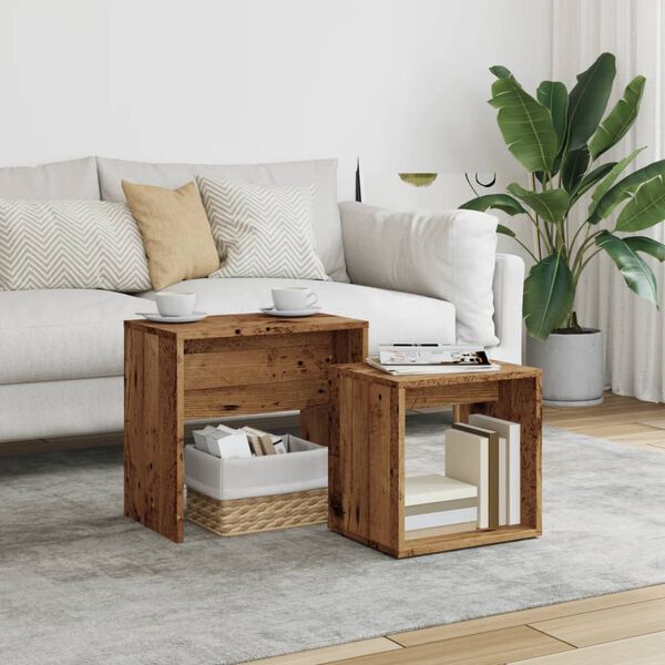 vidaXL Nesting Coffee Tables 2 pcs Old Wood Engineered Wood