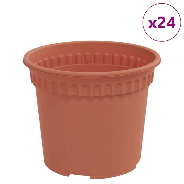 vidaXL Round Flower Pot 24 pcs Brick Red &Oslash; 12.5 x 10 cm Plastic