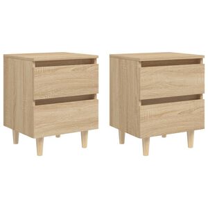 vidaXL Bed Cabinet | Set of 2 | Sonoma Oak | Engineered wood, Solid pinewood