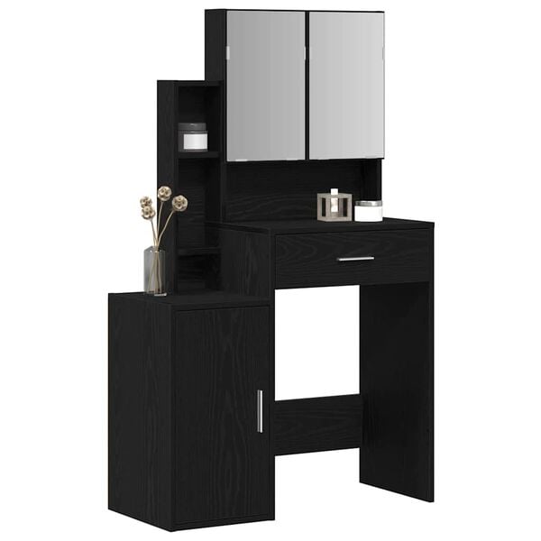 vidaXL Dressing Table Black Oak 80 x 35 x 132 cm Engineered Wood