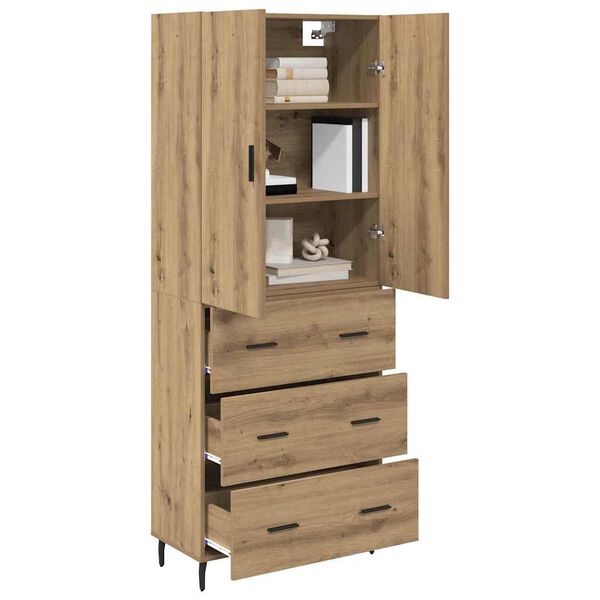 vidaXL Highboard 2 pcs Artisan Oak Engineered Wood and Glass