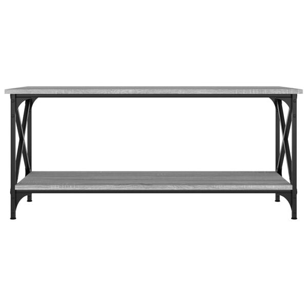 vidaXL Coffee Table Grey Sonoma 100x45x45 cm Engineered Wood and Iron